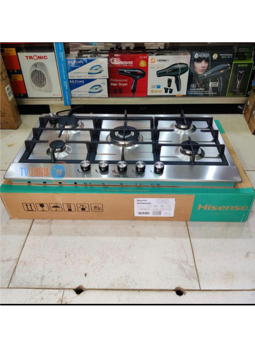 2024/09/1002040668.png Hisense 90CM HHU90GASS Built-In 5 Burner Gas Hob with Wok Burner - Image 1