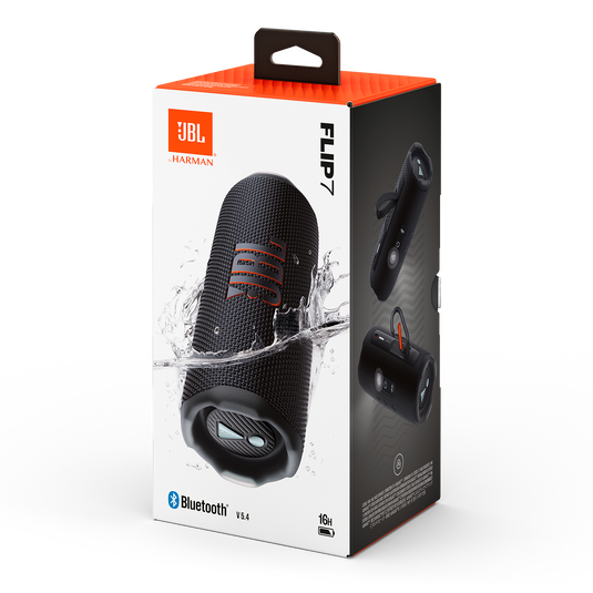 JBL_Flip_7_Black_Box_Image_SKU_1605x1605px JBL FLip 7 Portable Bluetooth Speaker - Image 1