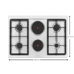 Ramtons 4G+2E 90X60 HALF INOX COOKER - RC/398 - Image 3