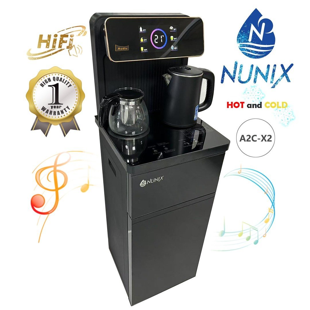2026/06/1002242651.jpg Nunix A2C-X2 Bottom Load Hot And Cold Water Dispenser with music system - Black - Image 1