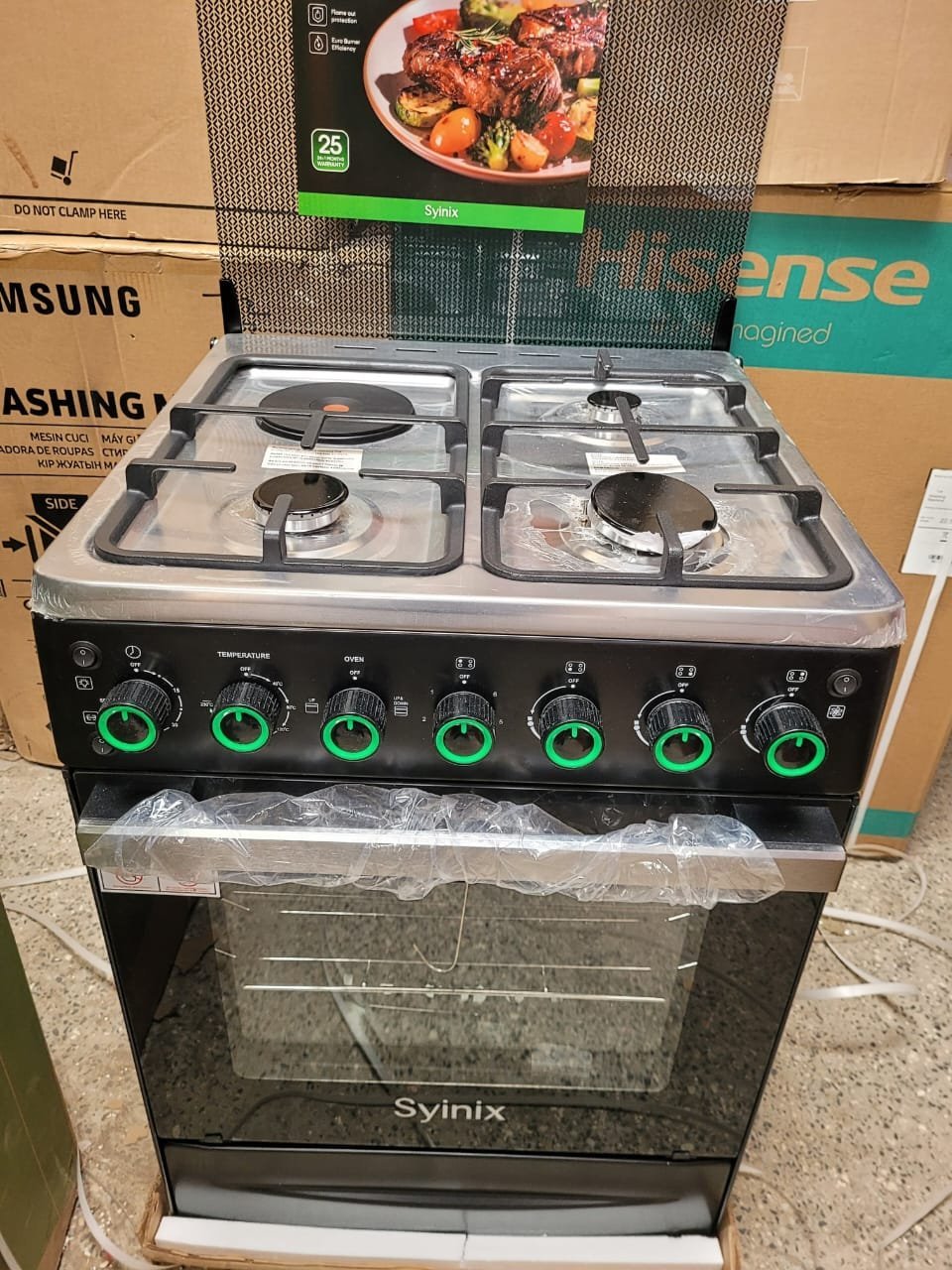 2026/07/1002343252.jpg syinix 60cm by 60cm 3G+1E standing cooker
with electric oven - Image 1