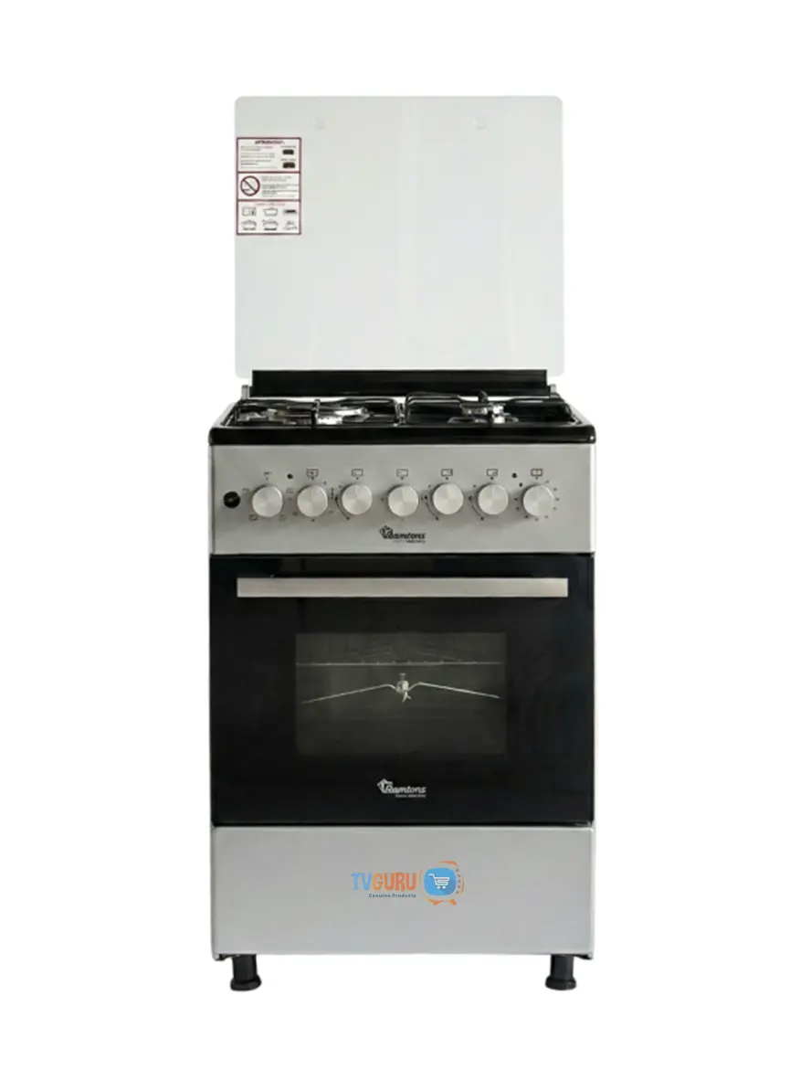 Ramtons RC306 3Gas 1Electric Black Top Cooker Ramtons 3Gas+1Electric 58X58 Silver (Black Top) Cooker - RC/306 - Image 1
